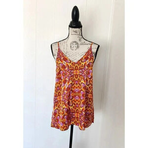 Joie Abstract Ikat Print Sleeveless Blouse Multicolor Sz S V-Neck Cami Top